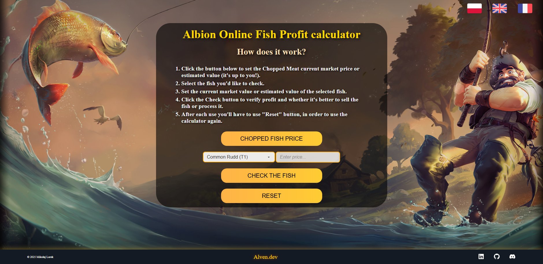 Albion Online fishing profit calculator display image